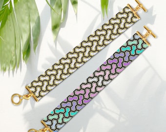 Matching Peyote Bracelet Patterns, Peyote Bracelet Pattern Set, Peyote Bracelet Patterns, Even Count Peyote Bracelet Pattern, Pdf