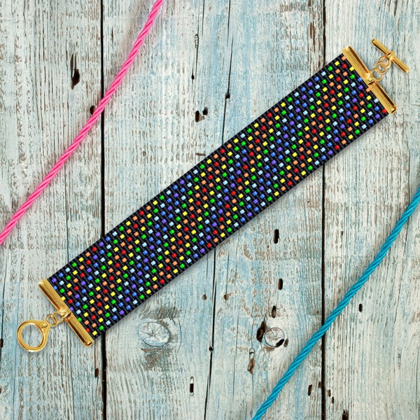 Dreamy Colorful Loom Bracelet Pattern, Loom Seed Bead Bracelet Pattern, Rainbow Loom Bracelet Pattern, Rainbow Loom Pattern, Miyuki Delica