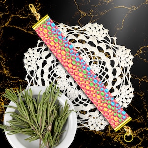 Even Count Peyote Bracelet Pattern, Peyote Rainbow Bracelet, Colorful Peyote Bracelet, Peyote Pattern, Peyote Beaded Bracelet Pattern