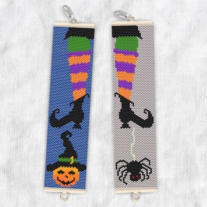 Peyote Halloween Bracelet Pattern, Peyote Stitch Bracelet Pattern, Even Count Peyote Bracelet Pattern Halloween Bead Pattern Witch Pattern