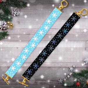 Midnight Snowflake Peyote Bracelet Pattern, Peyote Bracelet Pattern Set, Snowflake Peyote Pattern, Peyote Snowflake Bracelet Pattern