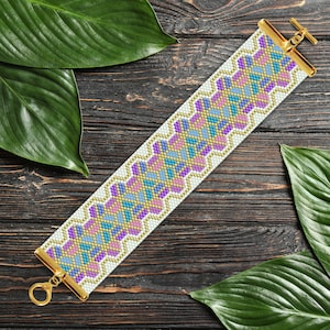 Landaa Giraavaru - Peyote Bracelet Pattern, Peyoted Beaded Bracelet Pattern, Even Count Peyote Bracelet Pattern, Peyote Beaded Bracelet