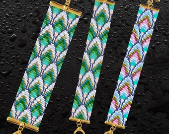 Set of Three Matching Peyote Stitch Bracelet Patterns, Matching Set Peyote Bracelet Patterns, Matching Peyote Bracelet Patterns