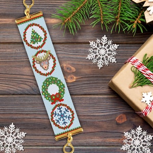 Peyote Christmas Bracelet Pattern, Peyote Christmas Pattern, Christmas Peyote Bracelet, Christmas Peyote Bracelet Pattern, Peyote Pattern