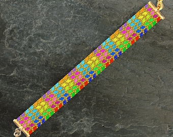 Colorful Peyote Bracelet Pattern, Peyote Bracelet Pattern, Even Count Peyote Bracelet Pattern, Colorful Peyote Pattern