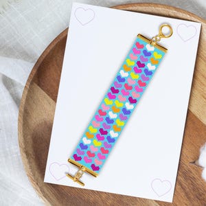 Peyote Heart Bracelet Pattern, Heart Peyote Bracelet Pattern, Peyote Heart Pattern, Peyoted Heart, Peyote Hearts, Peyote Beaded Pattern