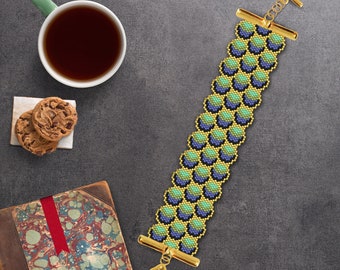 Peyote Bracelet Pattern for Bead Bracelet, Peyote Stitch Bracelet Pattern, Miyuki Delica Pattern, Peyote Beaded Bracelet Pattern, Pdf
