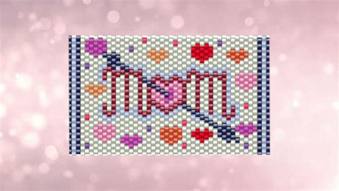 Mom Mother's Day Bead Pattern Peyote Pen Wrap Pattern, Mom Bead Pattern ...