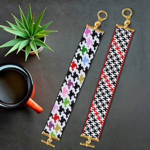 Houndstooth Peyote Bracelet Pattern, Peyote Beaded Bracelet Pattern, Peyote Bracelet Pattern Set, Even Count Peyote Bracelet Pattern