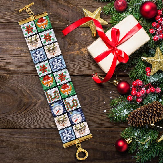 Christmas Cuties Peyote Bracelet Pattern, Peyote Christmas Pattern, Peyote  Christmas Bracelet Pattern, Peyote Bracelet Pattern, Peyote
