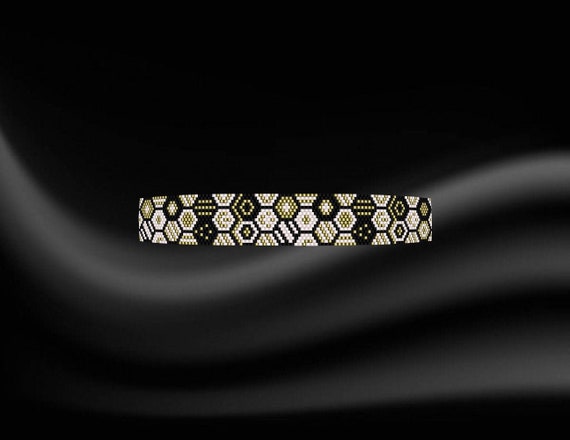 Peyote Beaded Bracelet Pattern, Narrow Peyote Bracelet, Narrow Peyote Pattern, Peyoted Beaded Bracelet Pattern, Peyoted Beaded Pattern