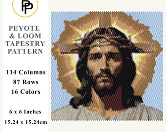 Jesus Tapestry Bead Pattern, Peyote and Loom Pdf Digital Download, Seed Bead Tapestry Beadwork