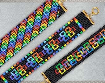 Patrón de pulsera de telar de cuentas, patrón de telar de arcoíris, patrón de telar de cuentas, patrón de telar de pulsera de arcoíris, patrón de pulsera de telar de arcoíris