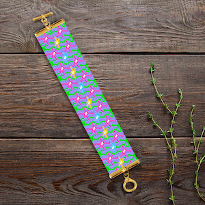 Being Joyful - Even Count Peyote Bracelet Pattern, Peyote Stitch Bracelet Pattern, Peyote Pattern, Peyote Neon Bracelet