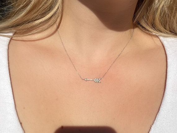 14k gold diamond arrow necklace | dainty layering… - image 2