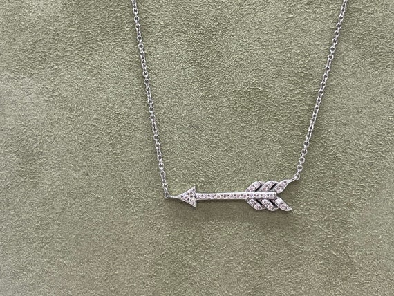 14k gold diamond arrow necklace | dainty layering… - image 6