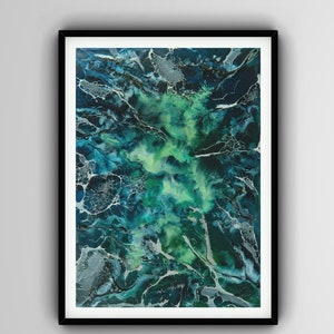 Abstract turquoise encaustic art print image 6