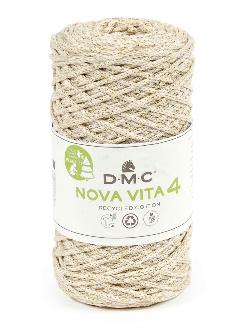 Recycled Yarn NOVA VITA 4 Metallic DMC Crochet Knitting Macramé REF 03