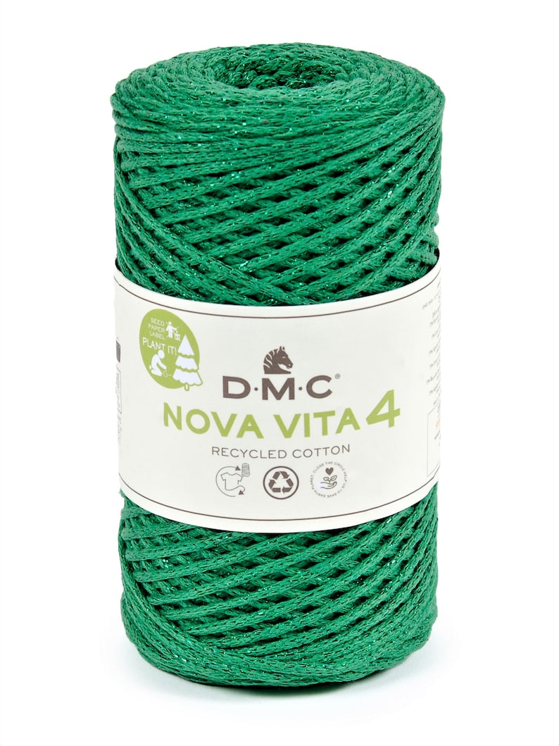 Recycled Yarn NOVA VITA 4 Metallic DMC Crochet Knitting Macramé REF 08