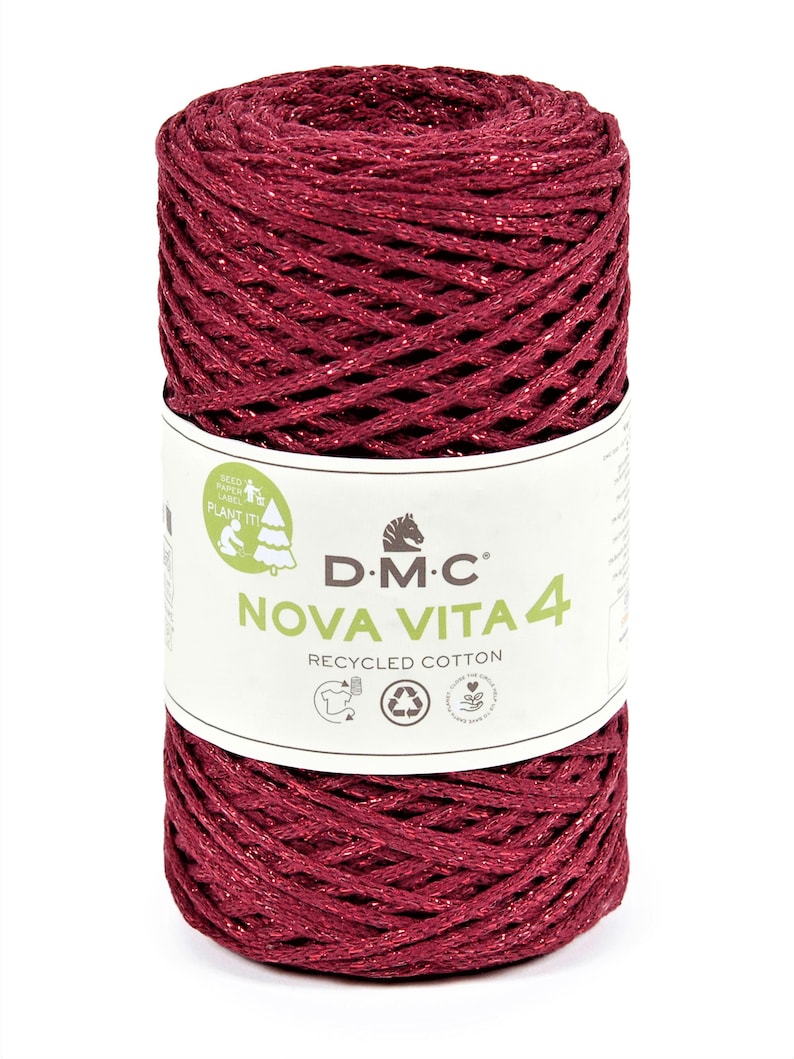 Recycled Yarn NOVA VITA 4 Metallic DMC Crochet Knitting Macramé REF 115
