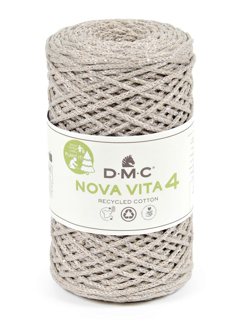 Recycled Yarn NOVA VITA 4 Metallic DMC Crochet Knitting Macramé REF 311