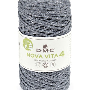 Recycled Yarn NOVA VITA 4 Metallic DMC Crochet Knitting Macramé REF 128