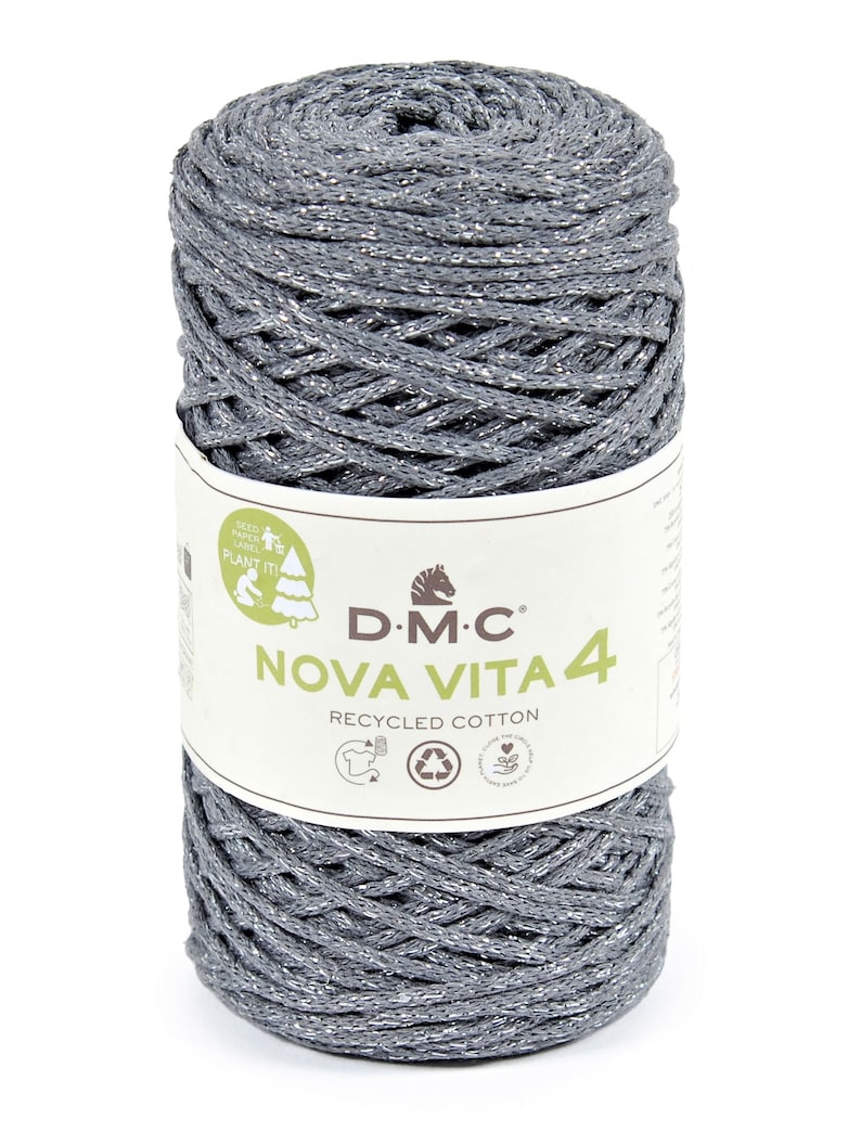 Recycled Yarn NOVA VITA 4 Metallic DMC Crochet Knitting Macramé REF 128