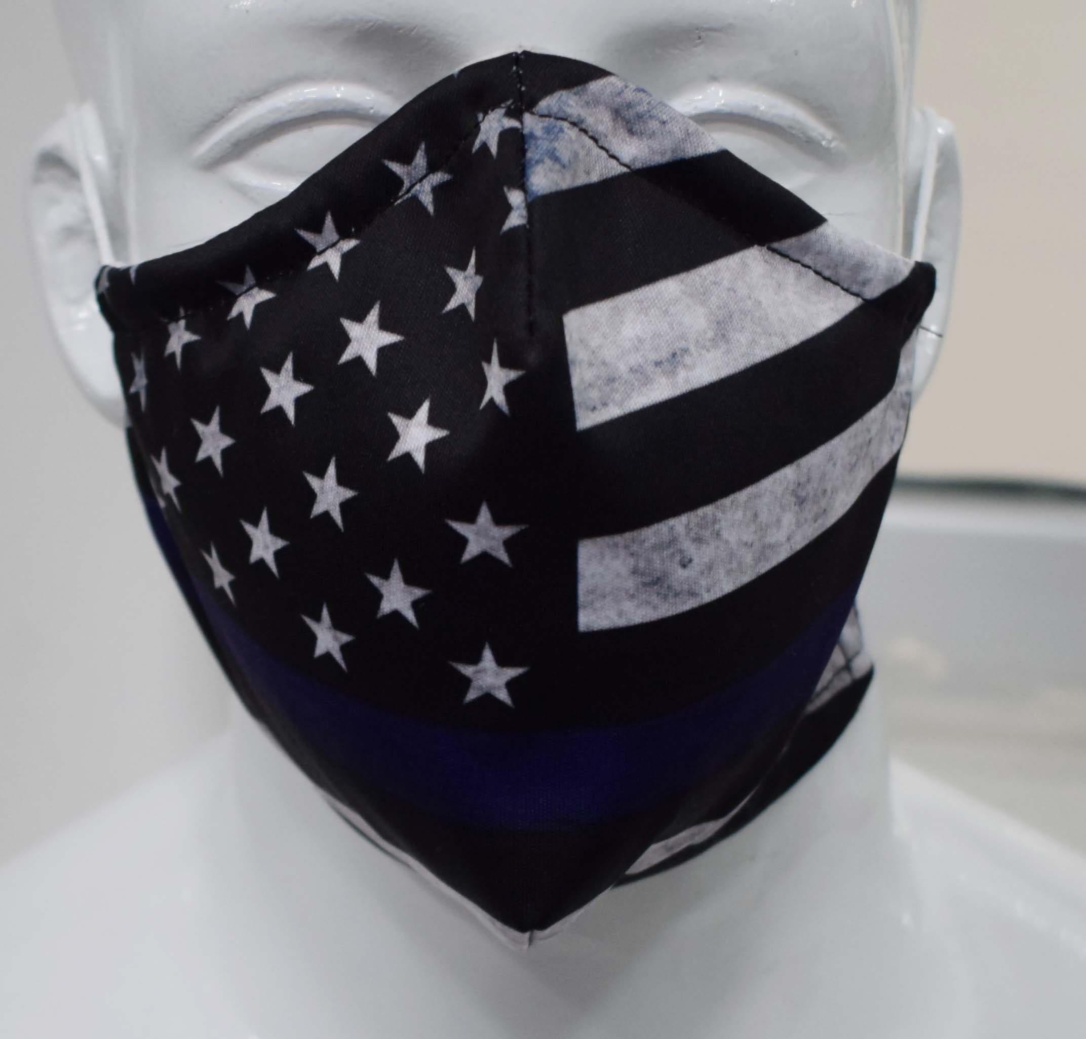 Distressed Blue Line Flag Mask Etsy