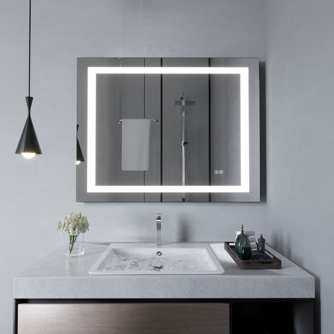 LED Bathroom Mirror Touch Control Adj Light Color Anti-fog Waterproof ...