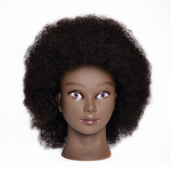 African Mannequin Head With Real Hair Afro Heads Professional Styling  Braiding Training Hairart Barber Hairdressing Professional hair clips and