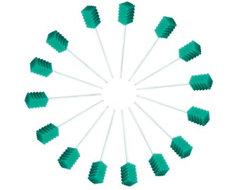 Oral Swab Disposable Swabsticks Toothettes Mouth Swabs Sponge Dental Care Zigzag Dark Green 100 Counts