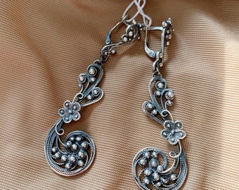 Filigree Skan/' Flower Ring 925 Sterling Silver