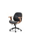 NEW Retro Scandi designer office desk executive swivel chair in black and walnut wood