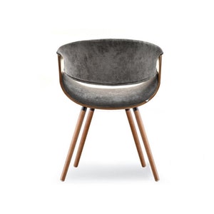 NEW Designer RETRO SCANDI Style office desk chair grey and walnut wood or black and walnut Choose colour zdjęcie 4