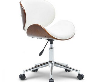 NEW RETRO Style Adjustable Swivel office desk chair White or Black and Chestnut Veneer Wood