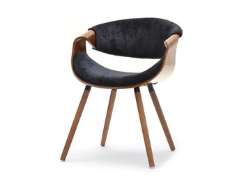 NEW Designer RETRO SCANDI Style office desk chair grey and walnut wood or black and walnut - Choose colour