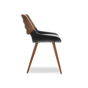 Designer chair Retro Chair Scandi Office Desk or Dining Chair in Faux Leather and Walnut image 3