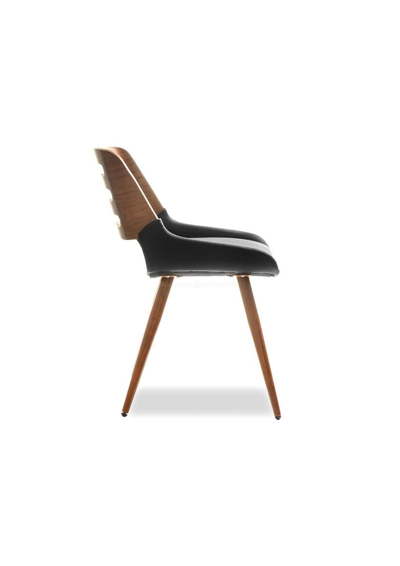 Designer chair Retro Chair Scandi Office Desk or Dining Chair in Faux Leather and Walnut image 3