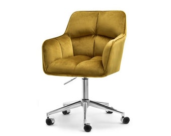 Design fluwelen verstelbare fauteuil bureau/bureaustoel met draaivoet in inkt Blauw / Groen / Beige / Roze / Grijs