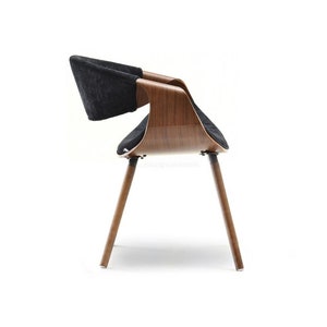 NEW Designer RETRO SCANDI Style office desk chair grey and walnut wood or black and walnut Choose colour zdjęcie 5