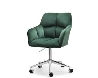 Designer Adjustable Swivel Office/desk Chair With GOLD Base in Velvet Grey/  Green/blue/pink 