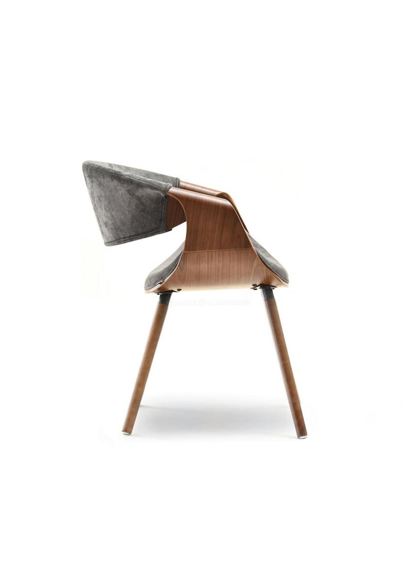 NEW Designer RETRO SCANDI Style office desk chair grey and walnut wood or black and walnut Choose colour zdjęcie 3