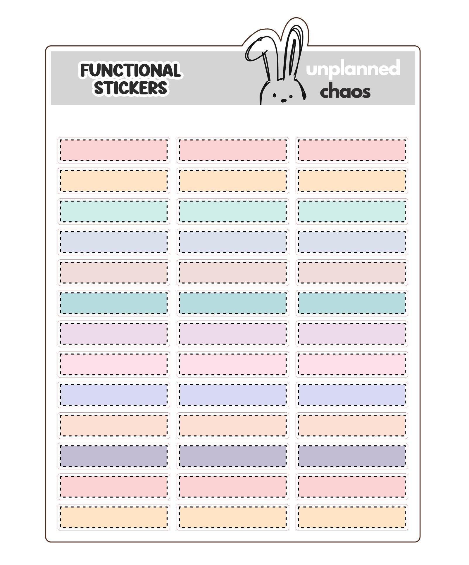 Basic Label Dash Line Planner Stickers, Writable Paper, Pastel Colors ...