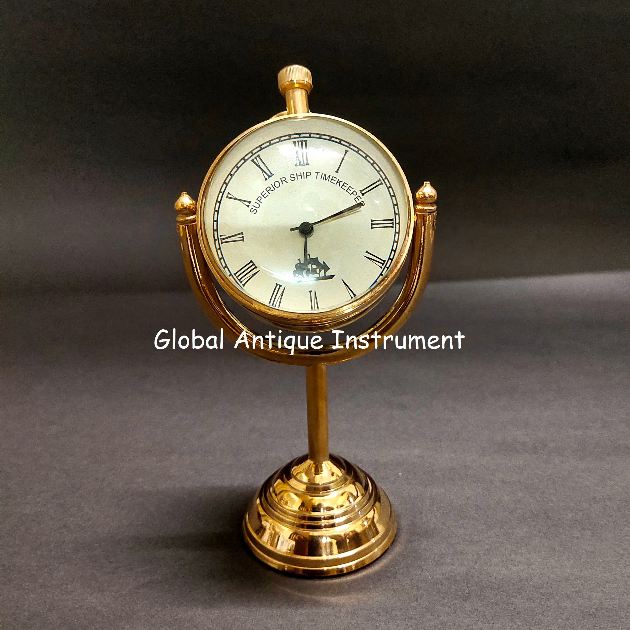 Brass Antique Desk Clock Table Top Decorative Vintage Clock Etsy