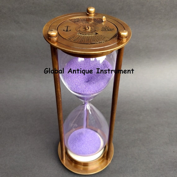 Antique brass hourglass nautical maritime ship decorative sand timer 5" clock 