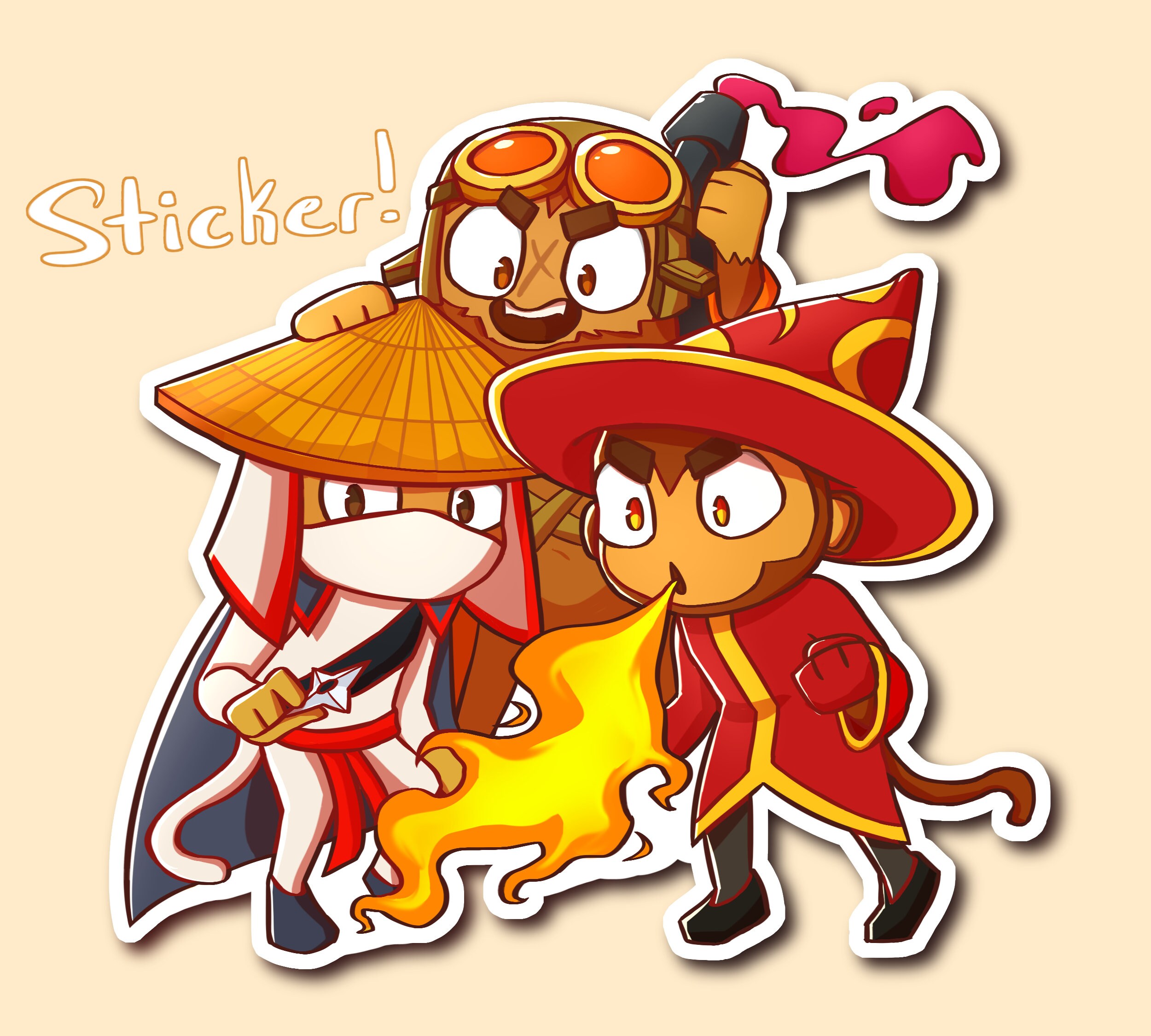 Bloons Tower Defense 6 Sticker Ninja Monkey Wizard Monkey - Etsy