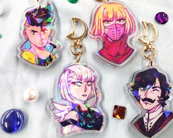 Holographic Acrylic Keychain Charms - Cyberpunk Edgerunners