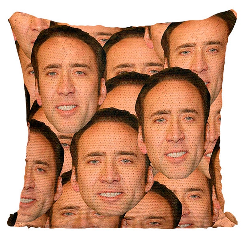 Nicolas Cage Pillow Nicolas Cage Sequin Pillow Sequin Pillow Etsy