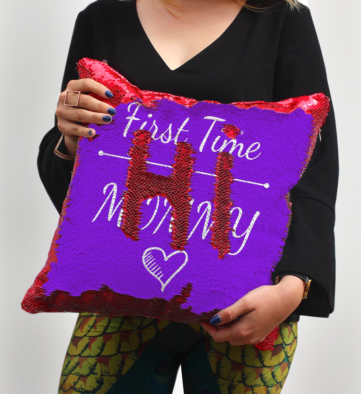 First Time Mommy Sequin Pillow Magic Pillow Cushion Cover Etsy