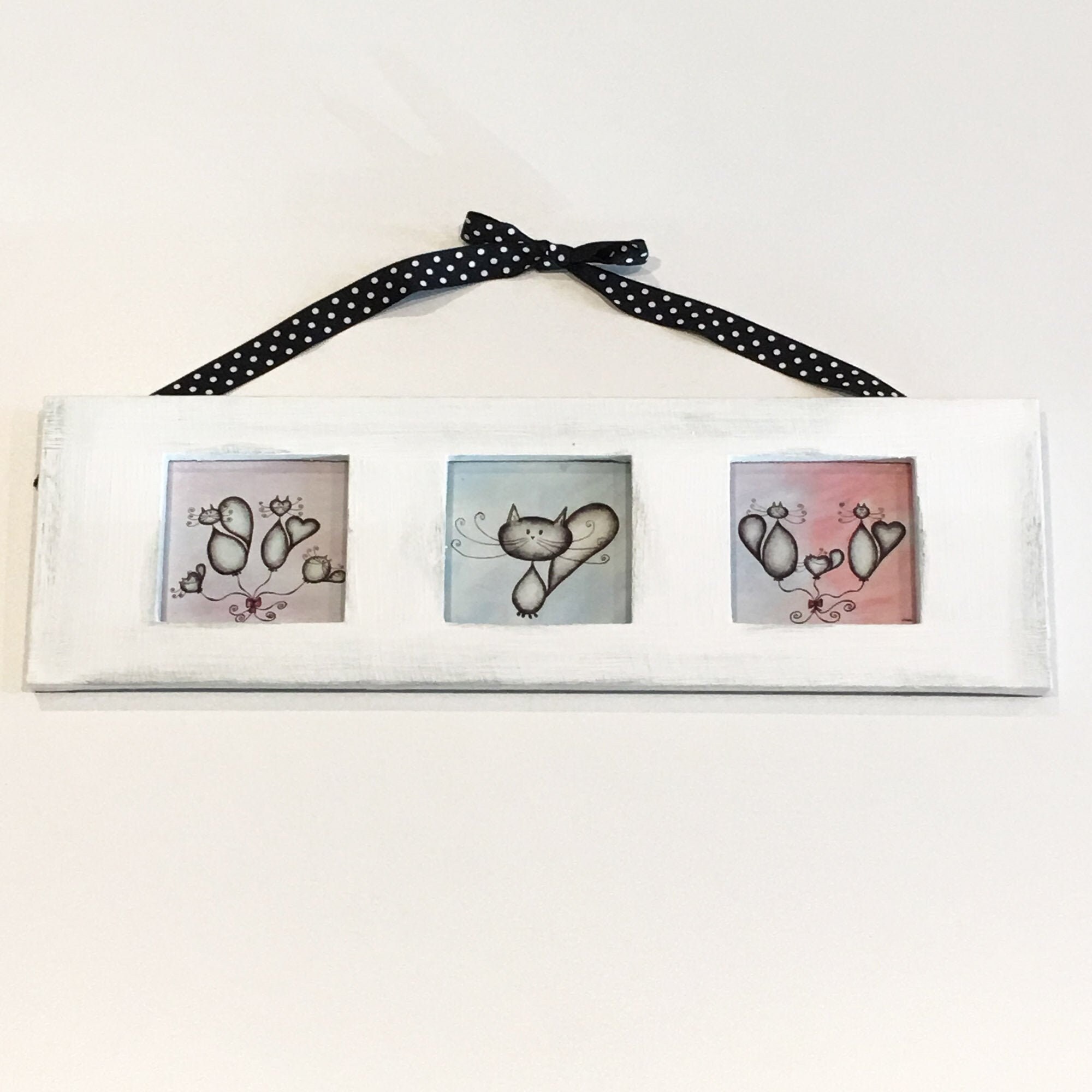 Composition de Tableaux Encadrés Des Aquarelles 3 Petits Chats